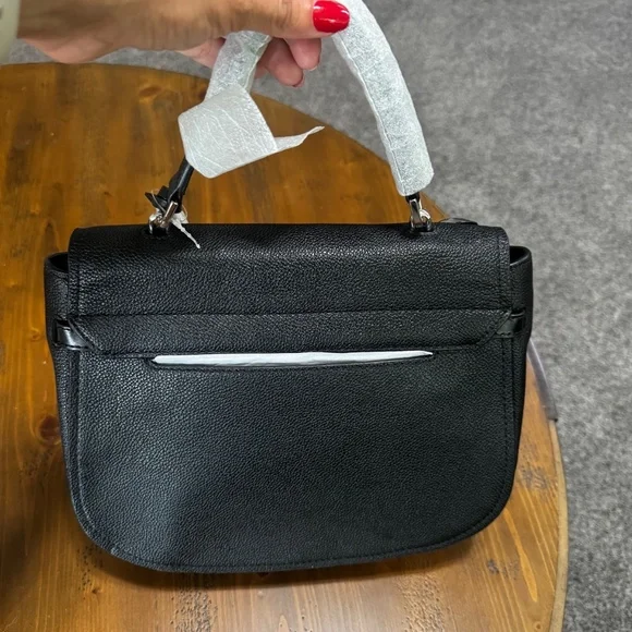 Michael Kors Cassie Floral Applique Black Leather Large Satchel Crossbody Bag - Picture 2 of 10